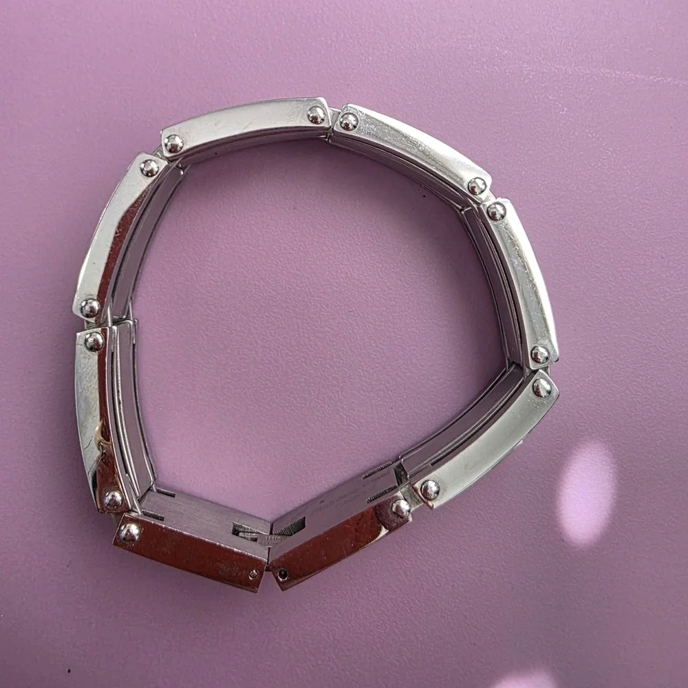 Mens Stainless Steel Black Cable Inset Link Bracelet Silver Tone Industrial Styl